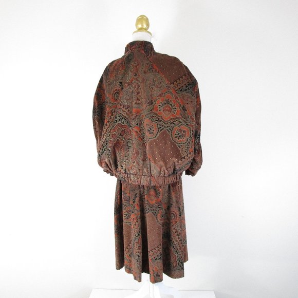 Vintage Marguerite Rubel San Francisco Velvet Jacquard Skirt Set Suit S - Picture 10 of 16